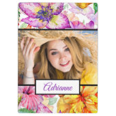 Foto Lila Gelborange Hibiskus Klemmbrett (Rückseite)