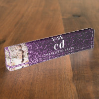 Foto lila Glitzer Monogramm Initialen Name