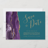 Foto Lila Gold Agate Aquamarin Hochzeit Speichern  Save The Date (Vorderseite)