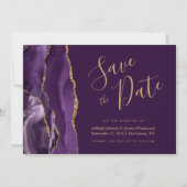 Foto Lila Gold Agate Plum Hochzeit Speichern Sie d Save The Date (Vorderseite)