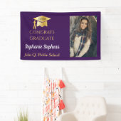 Foto Lila Gold Glückwunsch Graduierungsname | Schu Banner (Insitu)