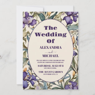 Foto Lila Iris Art Nouveau Hochzeit Einladung