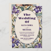 Foto Lila Iris Art Nouveau Wedding Einladung (Vorne/Hinten)