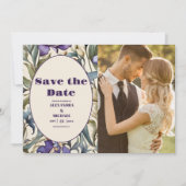 Foto Lila Iris Art Nouveau Wedding Save The Date (Vorderseite)