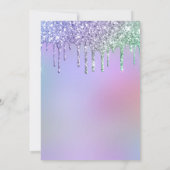 Foto Lila Pink Glitzer 4. Geburtstag Party Einladung (Rückseite)