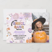 Foto Lila Retro Ghoul Gang Halloween Geburtstag Einladung (Vorderseite)