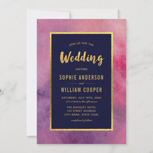 Foto-Lila-Rosa-Hochzeit hinzufügen Einladung (Vorderseite)