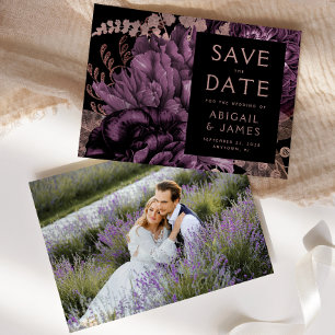 Foto Lila Rose Gold Save the Date Einladung