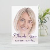 Foto Lila Silver Glitzer Tropfen 40. Geburtstag Dankeskarte (Stehend Vorderseite)