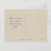 Foto "lila tropische Destination" Save the Date Ankündigungspostkarte (Rückseite)