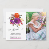 Foto lila und orangefarbener Abschluss Ankündigung (Vorderseite)