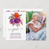 Foto lila und orangefarbener Abschluss Ankündigung (Vorne/Hinten)