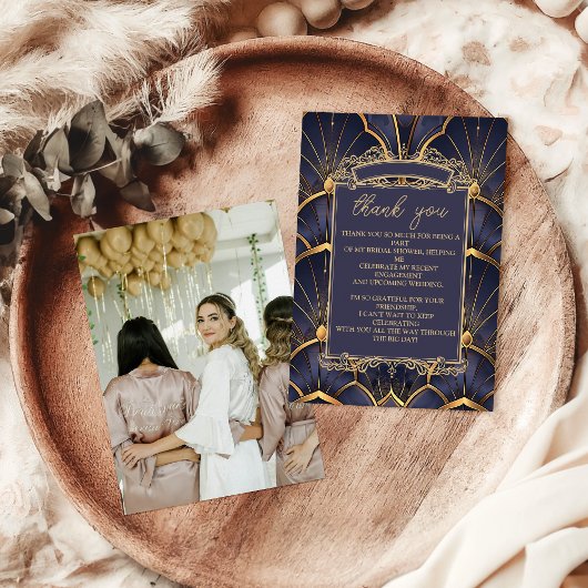 Foto Lila Vintag Art Deco Brautparty Dankeskarte