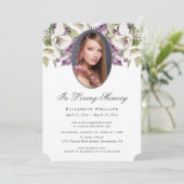 Foto Lila weiße Calla Lily in Love Memory Einladung (Stehend Vorderseite)