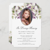 Foto Lila weiße Calla Lily in Love Memory Einladung (Vorne/Hinten)