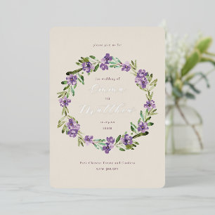Foto Lilac Lila Botanische Wraath-Hochzeit Folieneinladung