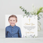 Foto Lilac Watercolor Erstkommunion Dankeskarte (Stehend Vorderseite)