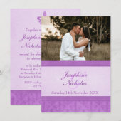 Foto Lilie Stil lila Hochzeitseinladung Einladung (Vorne/Hinten)