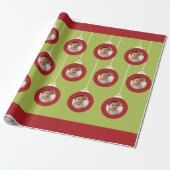 Foto "Lime Green and Red Christmas Ornaments Frame Geschenkpapier (Ungerollt)