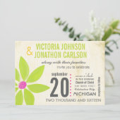 Foto Limon Stylized Daisy Wedding Einladungen (Stehend Vorderseite)