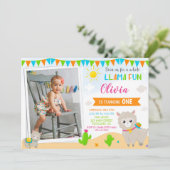 Foto Llama Einladung zum Geburtstag Alpaca (Stehend Vorderseite)