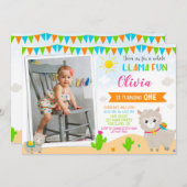 Foto Llama Einladung zum Geburtstag Alpaca (Vorne/Hinten)