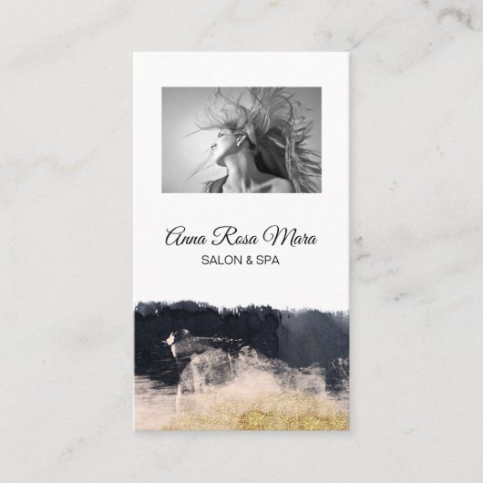 *~* Foto Logo Abstrakt Gold White Girly Chic Visitenkarte (Vorderseite)