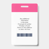 Foto, Logo, Bar, Name Abzeichen Ausweis (Rückseite)