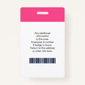 Foto, Logo, Bar, Name Abzeichen Ausweis (Rückseite)