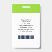 Foto, Logo, Bar, Name Abzeichen Ausweis (Rückseite)