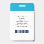 Foto, Logo, Bar, Name Abzeichen Ausweis (Rückseite)