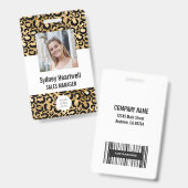 Foto-Logo Barcode Gold Leopard Print Ausweis (Vorder- & Rückseite)