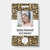 Foto-Logo Barcode Gold Leopard Print Ausweis (Vorderseite)