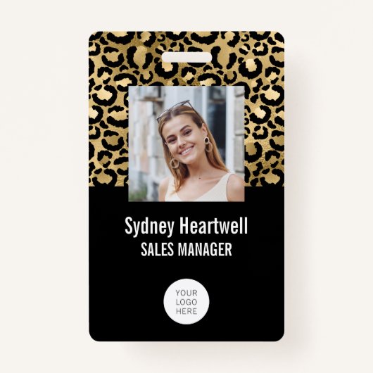 Foto-Logo Barcode Goldleopard-Printwerbung Ausweis (Vorderseite)
