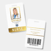 Foto-Logo Barcode-Imitate Gold Elegant Classic Ausweis (Vorder- & Rückseite)