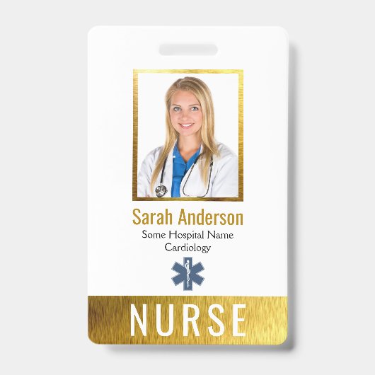 Foto-Logo Barcode-Imitate Gold Elegant Classic Ausweis (Vorderseite)
