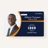 Foto Logo Barcode Mitarbeiter Orange Ausweis (Vorderseite)