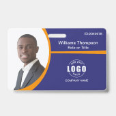 Foto Logo Barcode Mitarbeiter Orange Ausweis (Vorderseite)