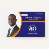 Foto Logo Barcode Mitarbeiter Orange Ausweis (Vorderseite)