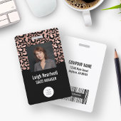 Foto-Logo Barcode Rose Gold Black Leopard Print Ausweis