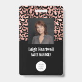 Foto-Logo Barcode Rose Gold Black Leopard Print Ausweis (Vorderseite)
