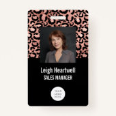 Foto-Logo Barcode Rose Gold Black Leopard Print Ausweis (Vorderseite)