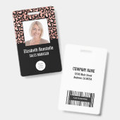 Foto-Logo Barcode Rose Gold Black Leopard Print Ausweis (Vorder- & Rückseite)