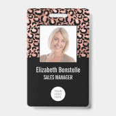 Foto-Logo Barcode Rose Gold Black Leopard Print Ausweis (Vorderseite)
