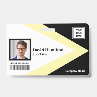 Foto-Logo-Barcode Schwarz Weiß Gelb Geometrisch Ausweis