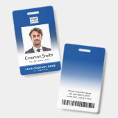 Foto Logo blau Farbverlauf Moderne Mitarbeiter ID Ausweis (Vorder- & Rückseite)