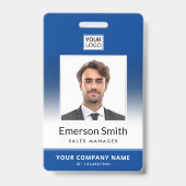 Foto Logo blau Farbverlauf Moderne Mitarbeiter ID Ausweis (Vorderseite)