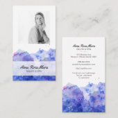 *~* Foto Logo Blau Lila Wasserfarbe Girly Chic Visitenkarte (Vorne/Hinten)