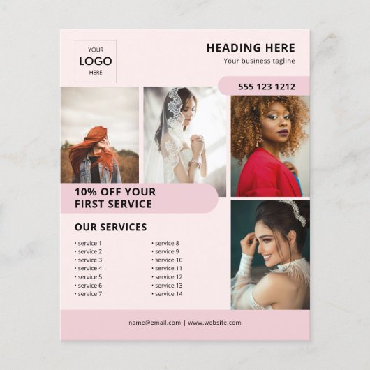 Foto-Logo-Business-Marketing Rosa Flyer (Vorne)