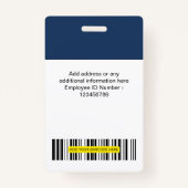 Foto-Logo für benutzerdefinierte MitarbeiterNameTa Ausweis (Rückseite)